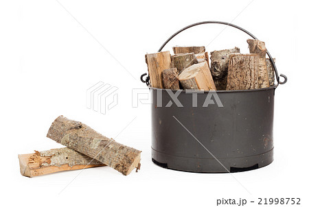 Metal basket of firewood 21998752