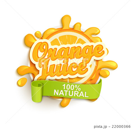 Orange juice natural label splash. 22000366