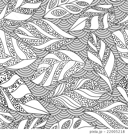 Contour seamless background with leafs 22005218