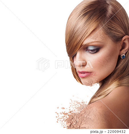 Woman face with crumbly powder Woman face with crumbly powder 22009432