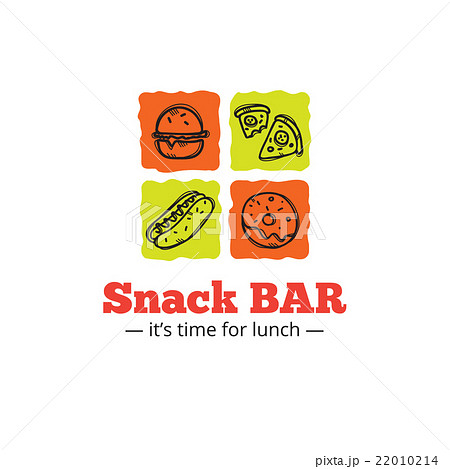 Vector trendy snack bar logo in doodle style Vector trendy snack bar logo in doodle style 22010214