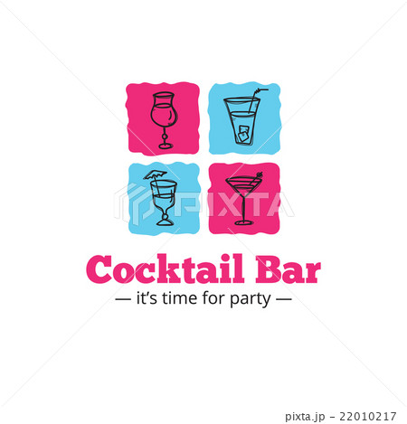 Vector trendy cocktail bar logo in doodle style Vector trendy cocktail bar logo in doodle style 22010217