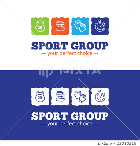 Vector trendy sport equipment shop logo in doodl Vector trendy sport equipment shop logo in doodl 22010219