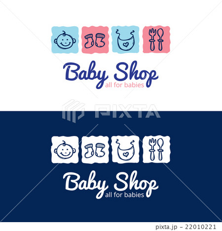 Vector cute baby shop logo in doodle style. Kids 22010221