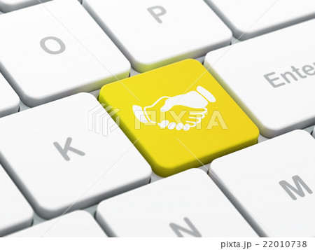 Politics concept: Handshake on computer keyboard 22010738