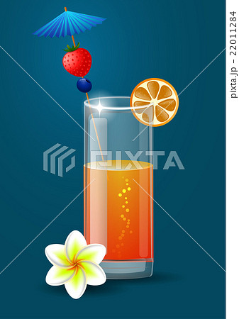 Fresh orange juice with plumeria flowers Fresh orange juice with plumeria flowers 22011284