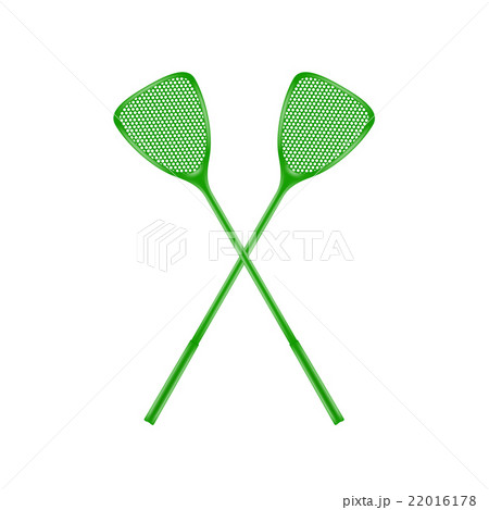 Two crossed fly swatters in green design  22016178