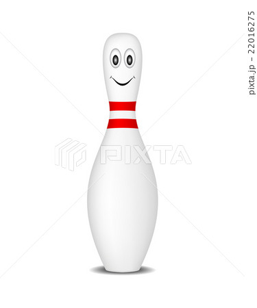 Bowling pin with smiling face on white background 22016275