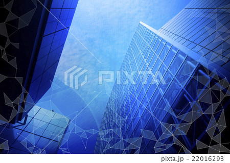 現代的ビルとメッシュネットワーク　アブストラクトイメージ 22016293