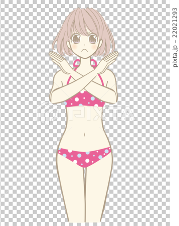 美少女のイラスト（萌え系アニメマンガタッチ）水着 ダメポーズの