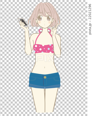 美少女のイラスト(萌え系アニメマンガタッチ)水着 スマホ 美少女のイラスト(萌え系アニメマンガタッチ)水着 スマホ 22021296