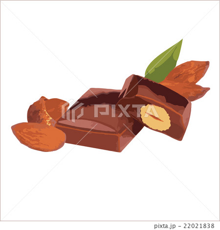 pieces of chocolate bar with almonds 22021838