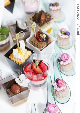 mini canapes in plastic cups decorated with edible mini canapes in plastic cups decorated with edible 22023394