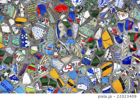 wall with broken ceramic plates colored fragments wall with broken ceramic plates colored fragments 22023409