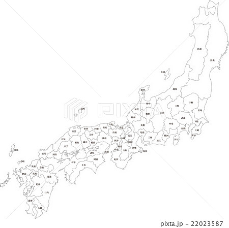 日本旧国域地図 旧国名入 のイラスト素材