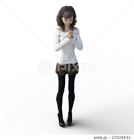 祈る若い女性 Perming3dcg イラスト素材のイラスト素材