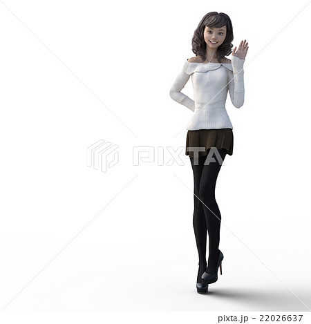 手を振る若い女性 perming3DCG イラスト素材 手を振る若い女性 perming3DCG イラスト素材 22026637