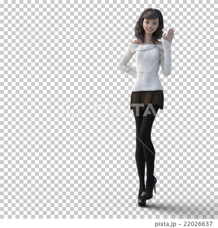 手を振る若い女性 perming3DCG イラスト素材 手を振る若い女性 perming3DCG イラスト素材 22026637