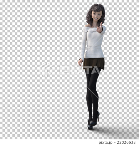Young woman samsuing up perming3DCG illustrations material 22026638