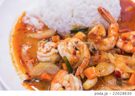 stir fried shrimp in thai red curry paste stir fried shrimp in thai red curry paste 22028630
