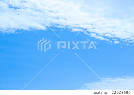 春の空　白い雲と青い空　背景素材　コピースペース　文字スペース　積雲　巻積雲　イメージ 22028690