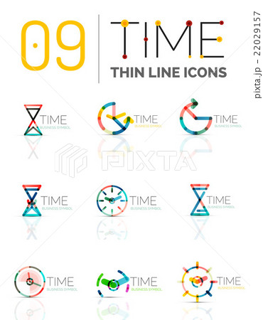 Geometric clock and time icon set 22029157