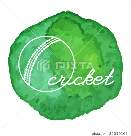 Cricket game icon on watercolor blot Cricket game icon on watercolor blot 22030165