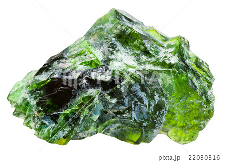 rraw chrome diopside gemstone isolated on white 22030316