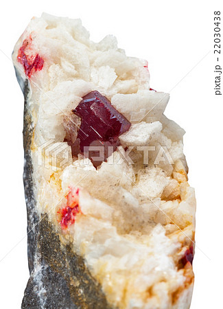 red crystal of Cinnabar mineral in quartz 22030438