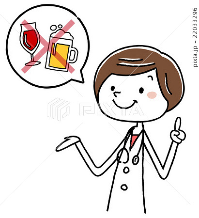 イラスト素材 女医 警告 注意 お酒のイラスト素材