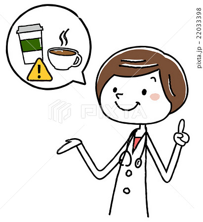 イラスト素材：女医　警告　注意　コーヒー 22033398