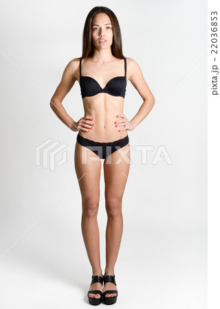 Beautiful girl, model of fashion, wearing black underwear 22036853