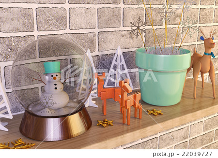 Christmas decoration items on the shelf 22039727