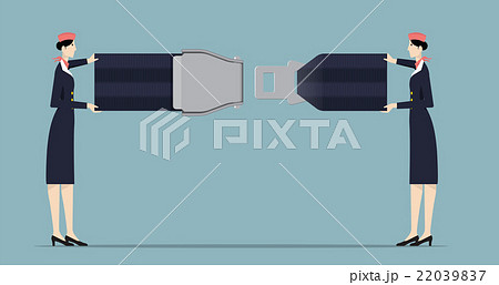 Airline Hostesses Holding Big Seat Belt. Airline Hostesses Holding Big Seat Belt. 22039837