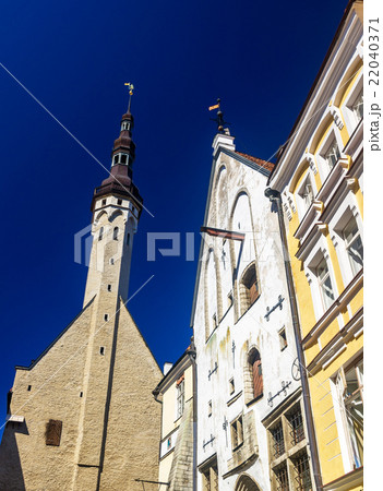 Tower of the city hall of Tallinn - Estonia 22040371