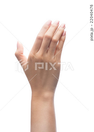 Hand holding virtual mobile phone, isolated 22040476