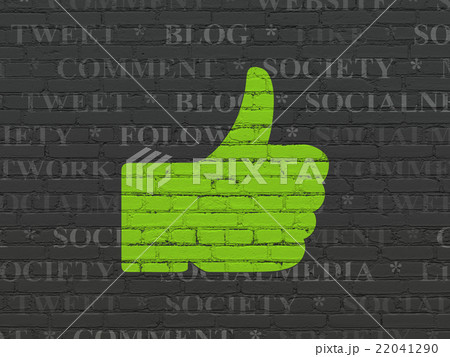 Social network concept: Thumb Up on wall 22041290