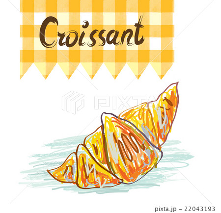 Croissant sketchy card - vector illustration. 22043193