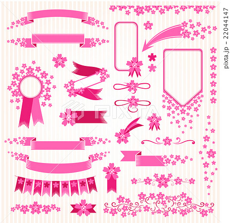 Pink flowers design elements set.  22044147