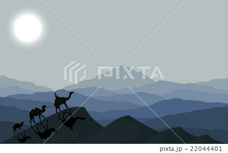 Caravan with camels at night 22044401