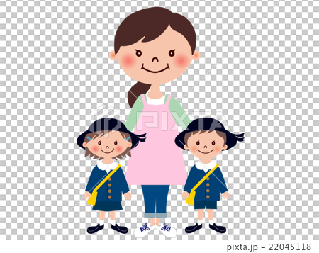 保育士と男女の制服を着た子供 保育士と男女の制服を着た子供 22045118