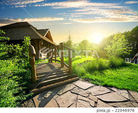 Sunny sunset and house 22046976