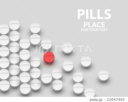 White medical pills on white background. concept 22047405