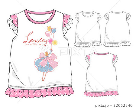 女児デザインTシャツ/スタイル画 22052546