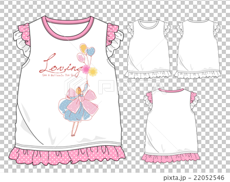 女児デザインTシャツ/スタイル画 22052546