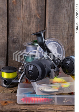 fishing tackles and fishing baits in box 22053634
