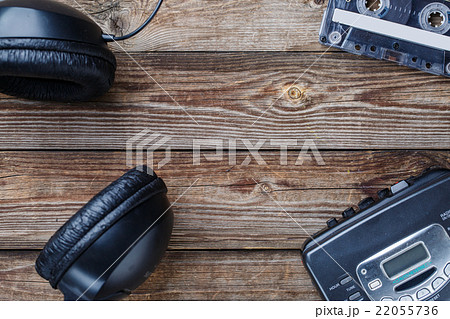 Cassette tapes, cassette player and headphones Cassette tapes, cassette player and headphones 22055736