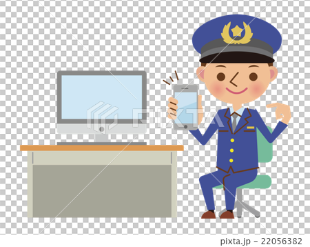 個人電腦和智能手機（男警察）的合作形象 22056382