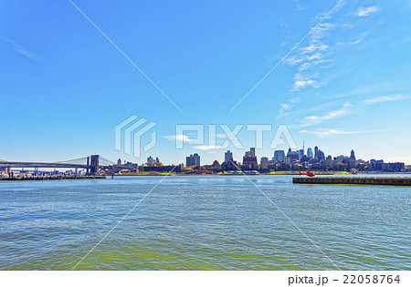 East River and Brooklyn waterfront in good weather East River and Brooklyn waterfront in good weather 22058764