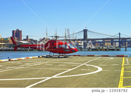 Helicopter taking off from helipad in New York 22058792